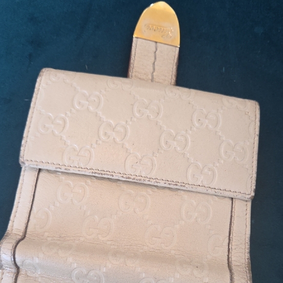 Gucci Guccicima Gold Accent Beige Leather  Wallet - Picture 7 of 11